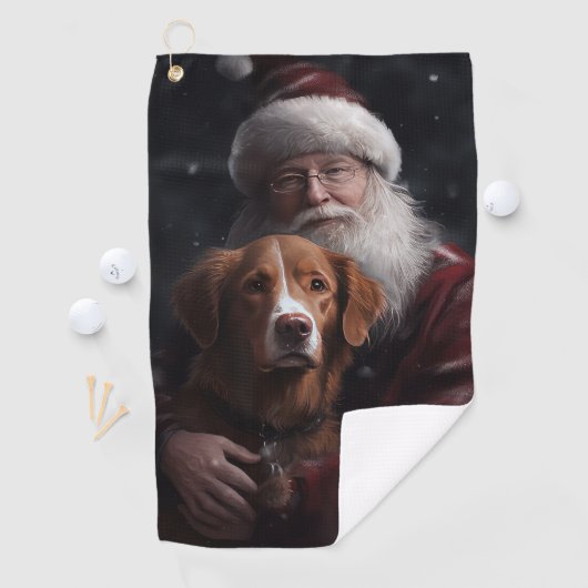 Nova Scotia Eend Toller Met Sinterklaas Feestelijk Golfhanddoek (Insitu)