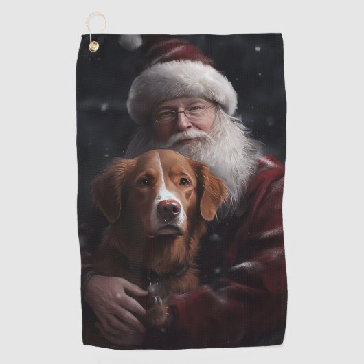 Nova Scotia Eend Toller Met Sinterklaas Feestelijk Golfhanddoek (Voorkant)