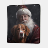 Nova Scotia Eend Toller Met Sinterklaas Feestelijk Keramisch Ornament (Links)