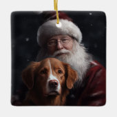Nova Scotia Eend Toller Met Sinterklaas Feestelijk Keramisch Ornament (Voorkant)