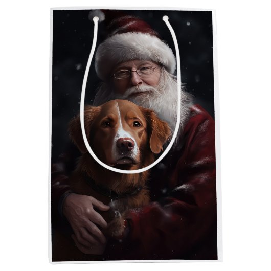 Nova Scotia Eend Toller Met Sinterklaas Feestelijk Medium Cadeauzakje (Voorkant)