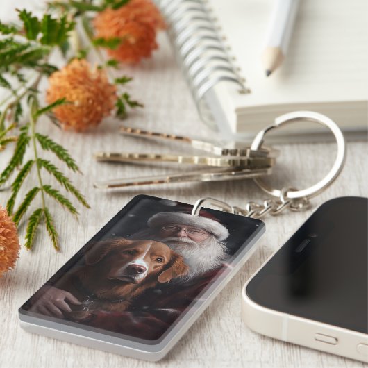 Nova Scotia Eend Toller Met Sinterklaas Feestelijk Sleutelhanger (Voorkant Rechts)