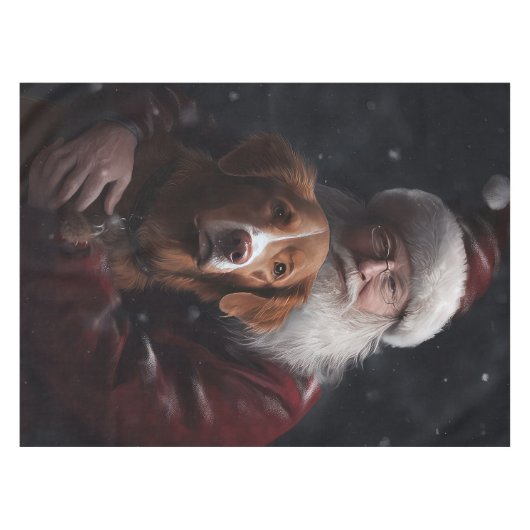 Nova Scotia Eend Toller Met Sinterklaas Feestelijk Tafelkleed (Voorkant (Horizontaal))