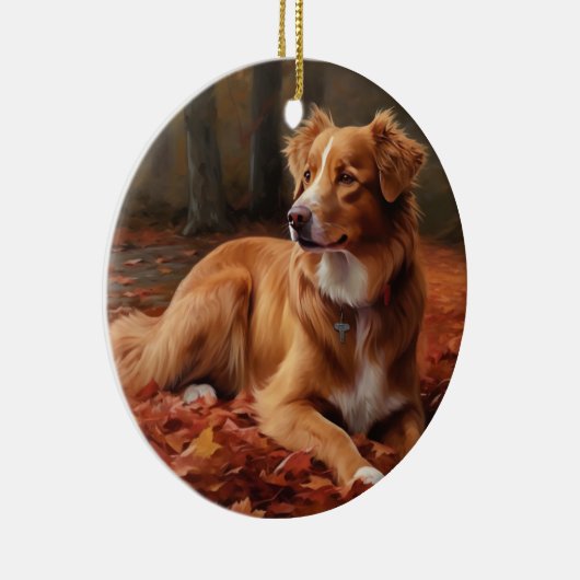 Nova Scotia eendendrager in de herfst laat Herfst Keramisch Ornament (Rechts)