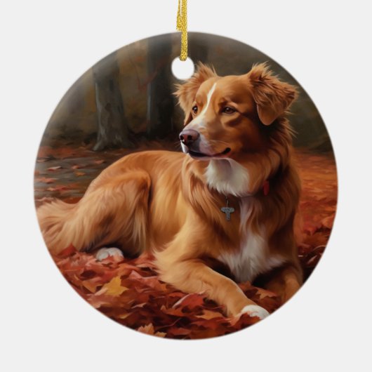 Nova Scotia eendendrager in de herfst laat Herfst Keramisch Ornament (Achterkant)