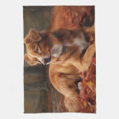 Nova Scotia eendendrager in de herfst laat Herfst Theedoek (Verticaal)