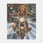 Nova Scotia Hond Kerst Rijden Motorfiets Fleece Deken (Voorkant)