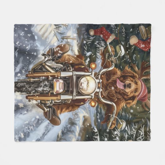 Nova Scotia Hond Kerst Rijden Motorfiets Fleece Deken (Voorkant (Horizontaal))