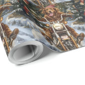 Nova Scotia Hond op Motorfiets Kerstmis Cadeaupapier (Rol Hoek)