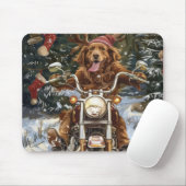 Nova Scotia Hond op Motorfiets Kerstmis Muismat (Met muis)