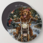 Nova Scotia Hond op Motorfiets Kerstmis Ronde Button 6,0 Cm (Voorkant /achterkant)