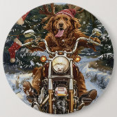 Nova Scotia Hond op Motorfiets Kerstmis Ronde Button 6,0 Cm (Voorkant)