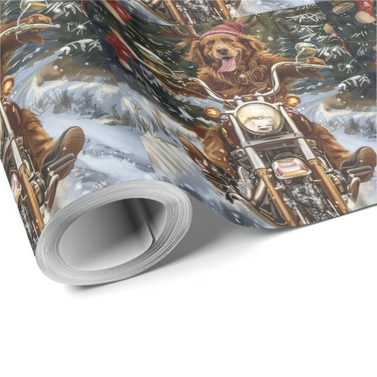 Nova Scotia Hond Rijden Motorfiets Kerstmis Cadeaupapier (Rol Hoek)