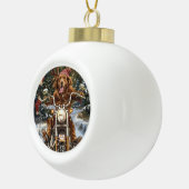 Nova Scotia Hond Rijden Motorfiets Kerstmis Keramische Bal Ornament (Rechts)