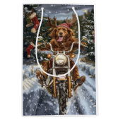 Nova Scotia Hond Rijden Motorfiets Kerstmis Medium Cadeauzakje (Voorkant)