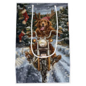 Nova Scotia Hond Rijden Motorfiets Kerstmis Medium Cadeauzakje (Achterkant)
