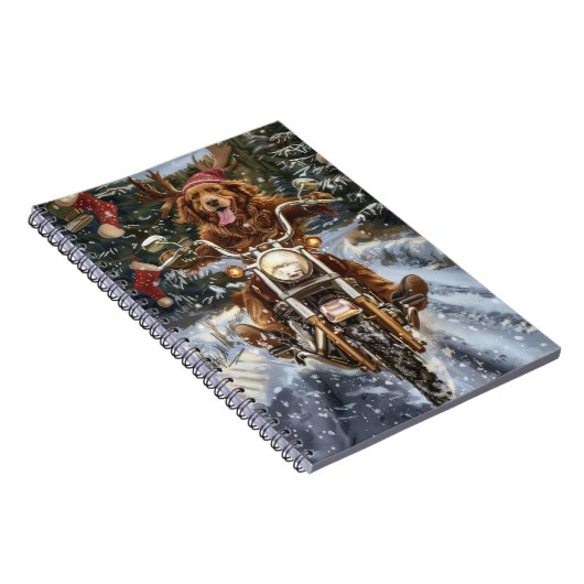 Nova Scotia Hond Rijden Motorfiets Kerstmis Notitieboek (Rechterzijde)