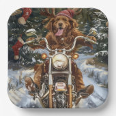 Nova Scotia Hond Rijden Motorfiets Kerstmis Papieren Bordje (Voorkant)