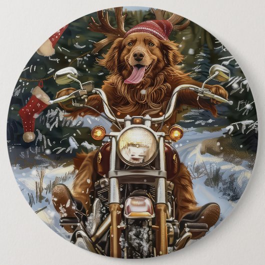 Nova Scotia Hond Rijden Motorfiets Kerstmis Ronde Button 6,0 Cm (Voorkant)