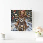 Nova Scotia Hond Rijden Motorfiets Kerstmis Vierkante Klok (Huis)