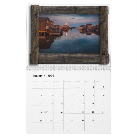 Nova Scotia in Wooden Lijsten Kalender (Jan 2026)
