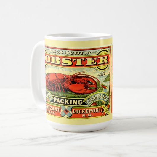  Nova Scotia Kreeftenetiket in blik Koffiemok (Voorkant links)