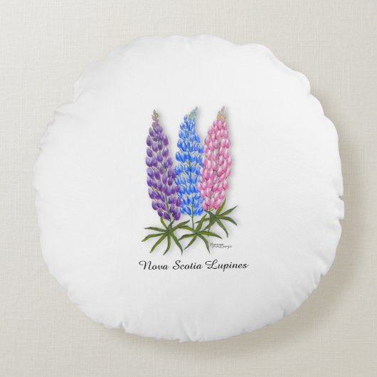 Nova Scotia Lupinen Rond Kussen (Voorkant)