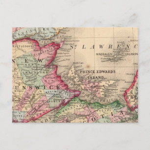 Nova Scotia, New Brunswick, Map van Mitchell Briefkaart