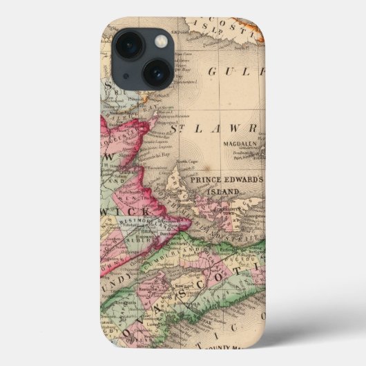 Nova Scotia, New Brunswick, Map van Mitchell Case-Mate iPhone Case (Achterkant)