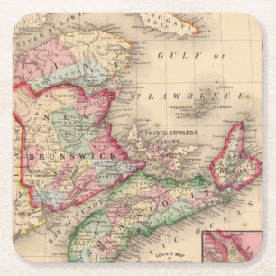 Nova Scotia, New Brunswick, Map van Mitchell Kartonnen Onderzetters