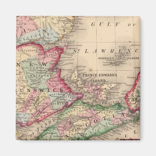 Nova Scotia, New Brunswick, Map van Mitchell Magneet (Voorkant)