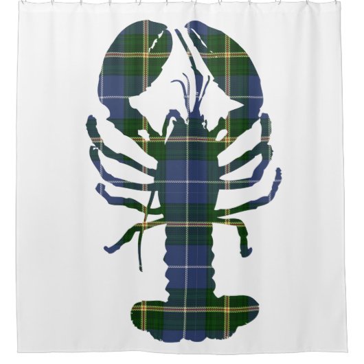 Nova Scotia Tartan Blauw douchegordijn kreeft (Voorkant)