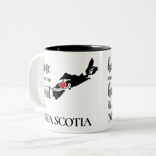 Nova Scotia thuis is waar het hart... Tweekleurige Koffiemok (Voorkant links)