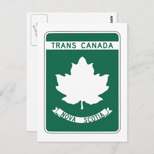 Nova Scotia, Trans-Canada Highway Sign Briefkaart (Voorkant / Achterkant)