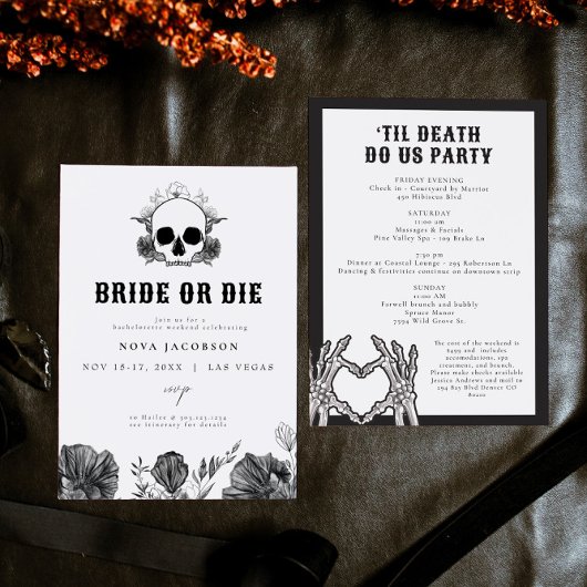 NOVA Skull Bride of Die Til Death Bachelorette Kaart