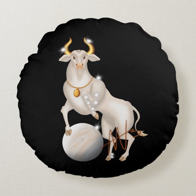 Nova Taurus Venus Zodiac Rond Kussen (Voorkant)