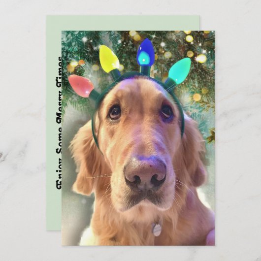 Nova the Golden Retriever Dog Kerstmis Uitnodiging (Voorkant / Achterkant)