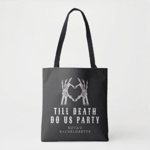 NOVA Til Death Gothic Bloemen Schedel Bachelorette Tote Bag