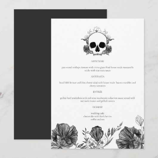 NOVA Til Death  Gothic Skull Diner Menu (Voorkant / Achterkant)