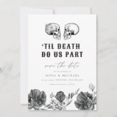 NOVA Til Death Gothic Skull Floral Save the Date Kaart (Voorkant)