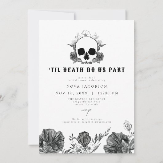 NOVA Til Death Gothic Skull Zwart Vrijgezellenfees Kaart (Voorkant)