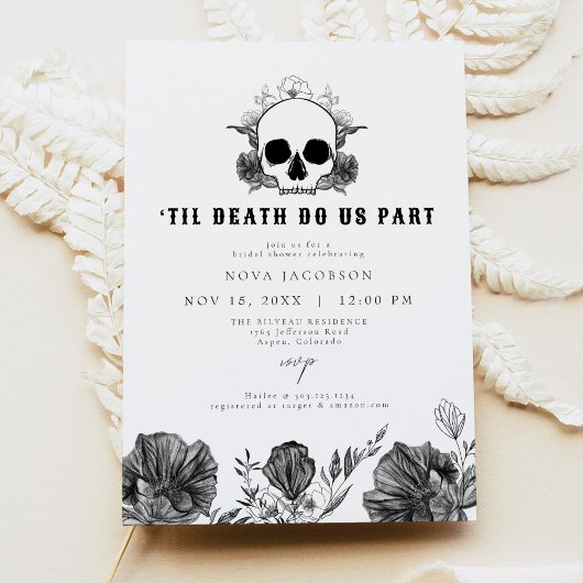 NOVA Til Death Gothic Skull Zwart Vrijgezellenfees Kaart