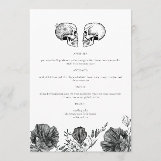 NOVA Til Death Gotische Schedel Bruiloft Menu (Voorkant)