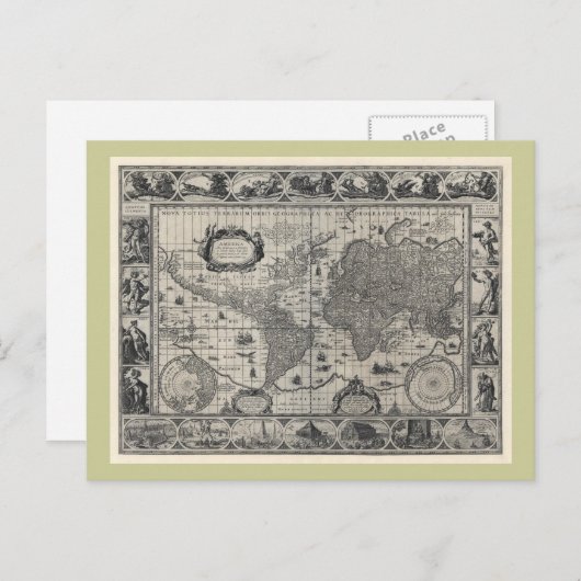 Nova totius terrarum, 1606 Antiek Wereldkaart Briefkaart (Voorkant / Achterkant)