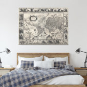 Nova totius terrarum, 1606 Antiek Wereldkaart Canvas Afdruk (Insitu (Slaapkamer))