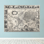 Nova totius terrarum, 1606 Antiek Wereldkaart Canvas Afdruk (Insitu (Houten vloer))