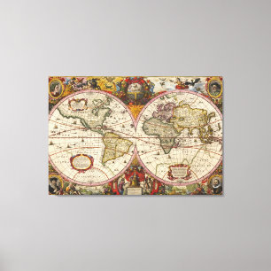 Nova Totius Terrarum Orbis Geographica Ac Hydrogra Canvas Afdruk