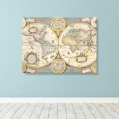 Nova Totius Terrarum Orbis Geographica Canvas Afdruk (Insitu (Houten vloer))