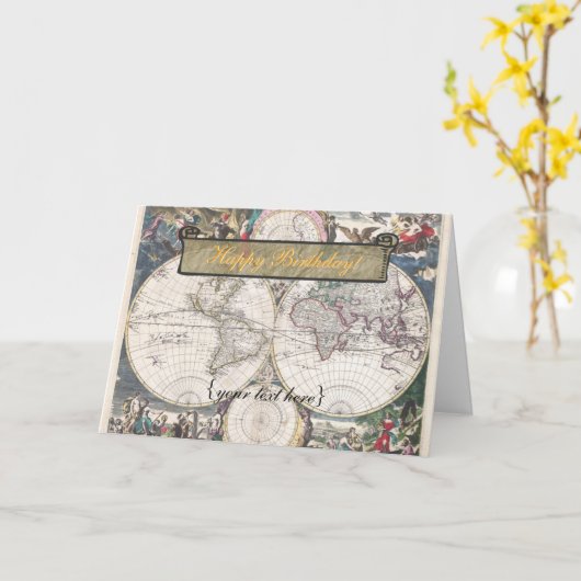 Nova Totius Terrarum Orbis Tabula - Gelukkige Kaart (Gele Bloem)