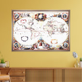 Nova Totius Terrarum Orbis van Henricus Hondius II Canvas Afdruk (Insitu (Woonkamer))